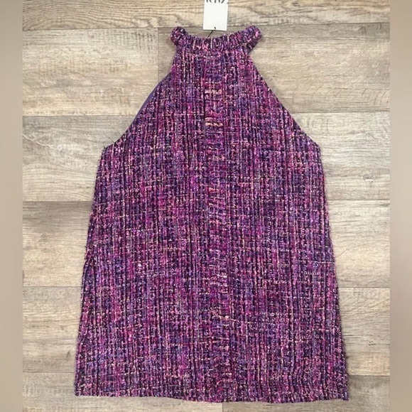 ZARA Mini Dress with Frayed Trims NWT Purple Tweed Size M, L - Picture 16 of 16